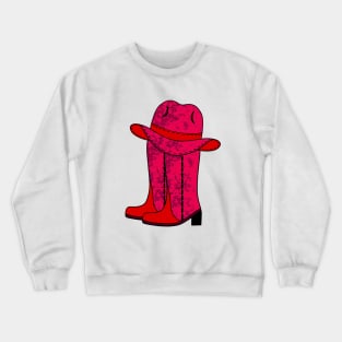 WESTERN Cowboy Boots Cowboy Hat - Cowboy Art Crewneck Sweatshirt